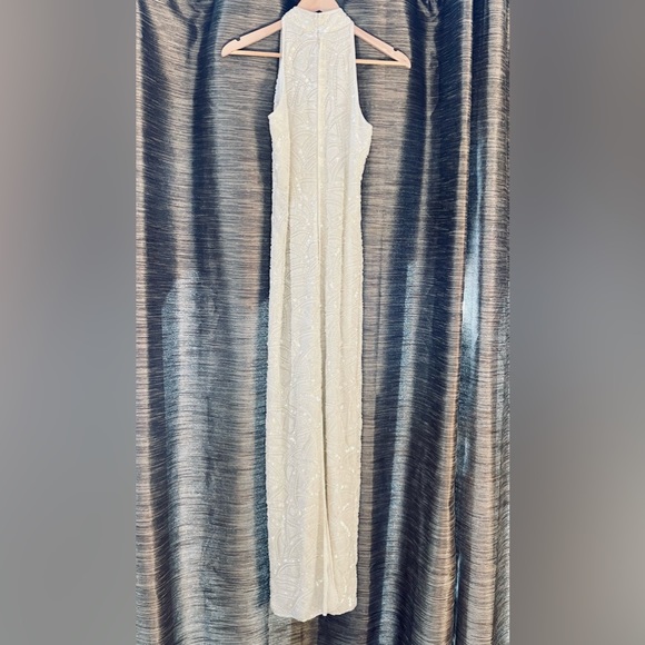 Scala Ivory Silk Heavily Beaded Sleeveless Long Formal Dress Sz S - Picture 4 of 12